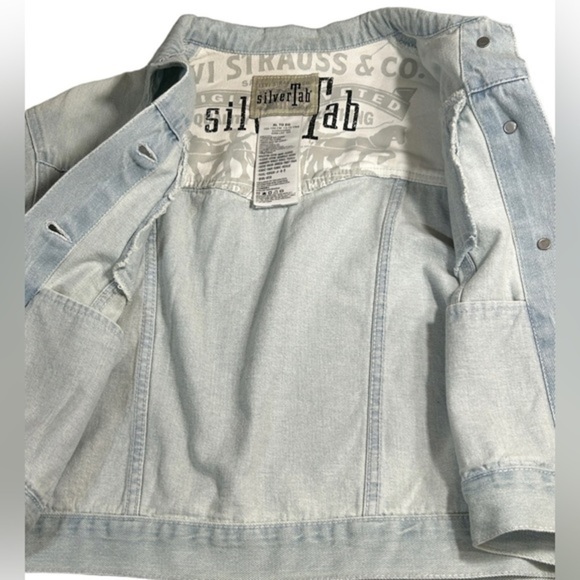 Levis SilverTab Jean Jacket‎ Girls Size XL Light Blue Denim Levi’s Trucker NWT - Picture 3 of 5